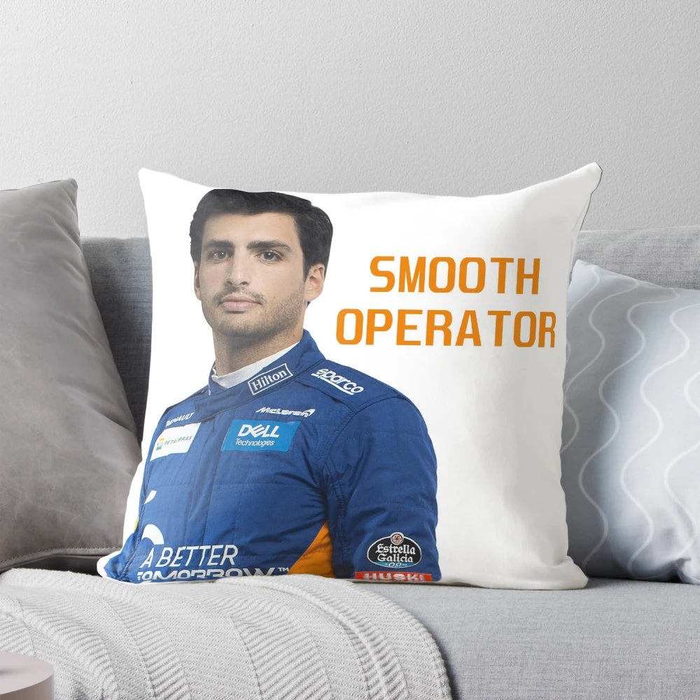 Carlos Sainz "Smooth Operator" Mclaren F1 Pillow with Formula 1 Car Graphic