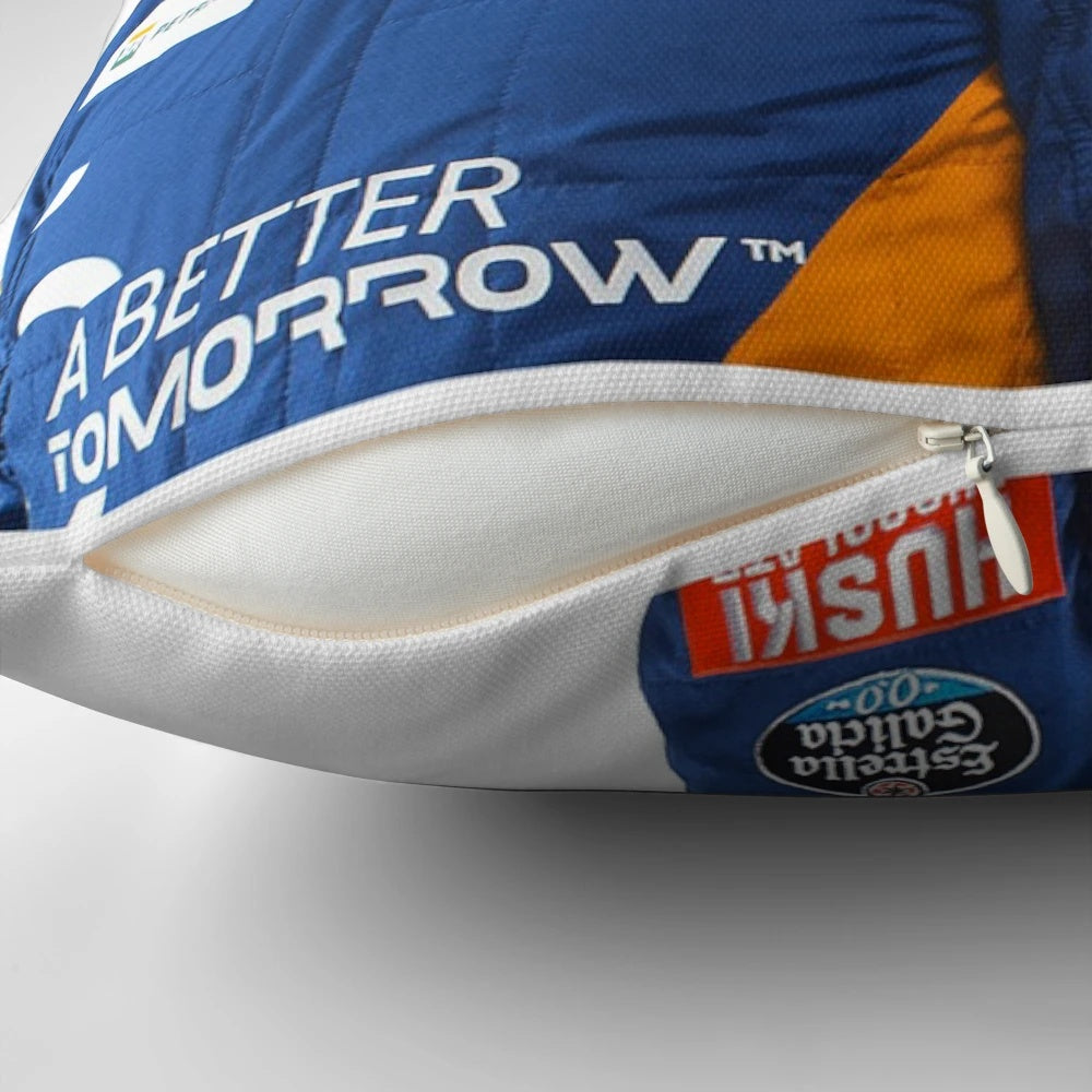 Carlos Sainz "Smooth Operator" Mclaren F1 Pillow with Formula 1 Car Graphic