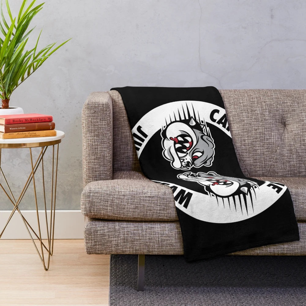 Carlson Gracie-inspired jiu-jitsu plush blanket with Brazilian fighter logo