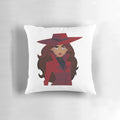 Carmen Sandiego themed pillow with iconic character design, perfect for Netflix fans and home decor enthusiasts.