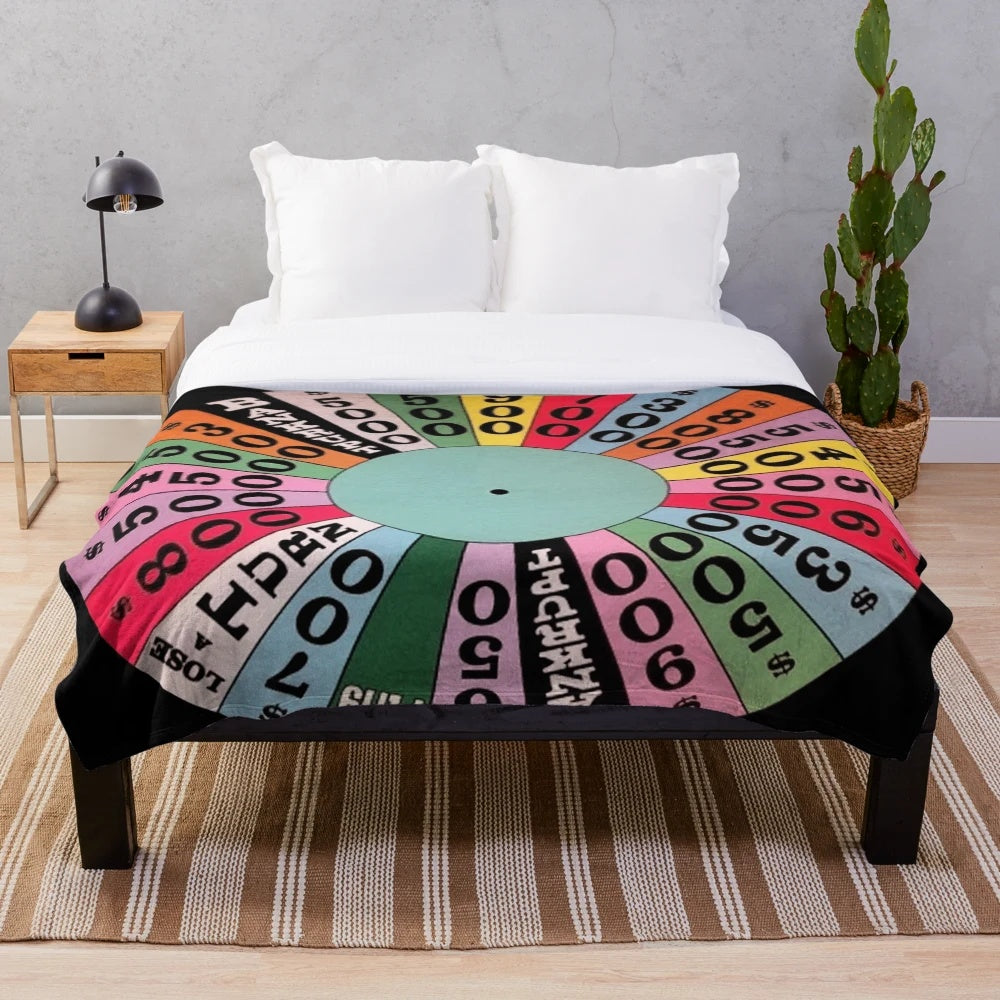 Carnival-Style Wheel of Fortune Inspired Plush Blanket