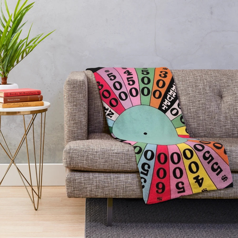 Carnival-Style Wheel of Fortune Inspired Plush Blanket