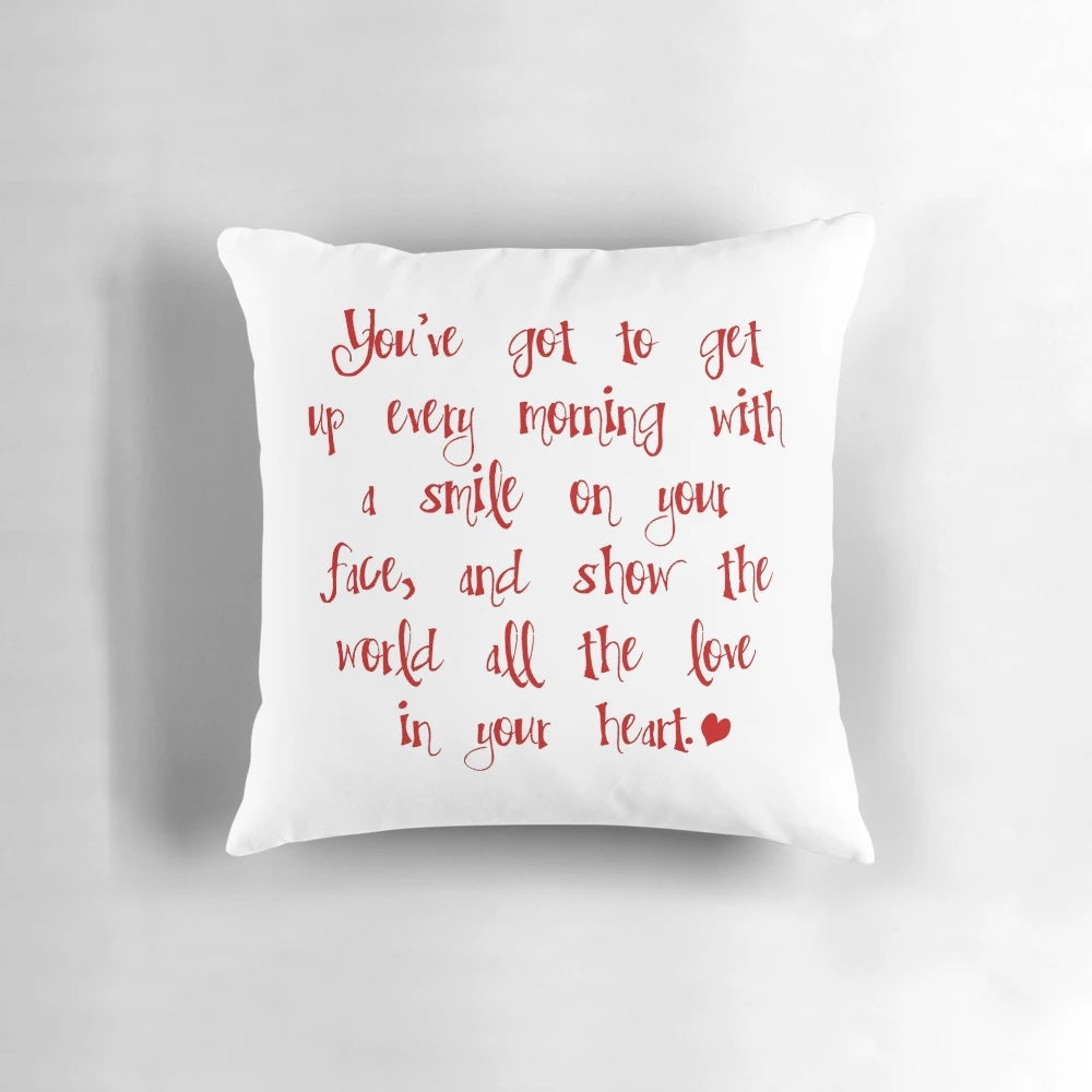 Decorative throw pillow featuring the lyrics to Carole King's "Beautiful" song from the Broadway musical.