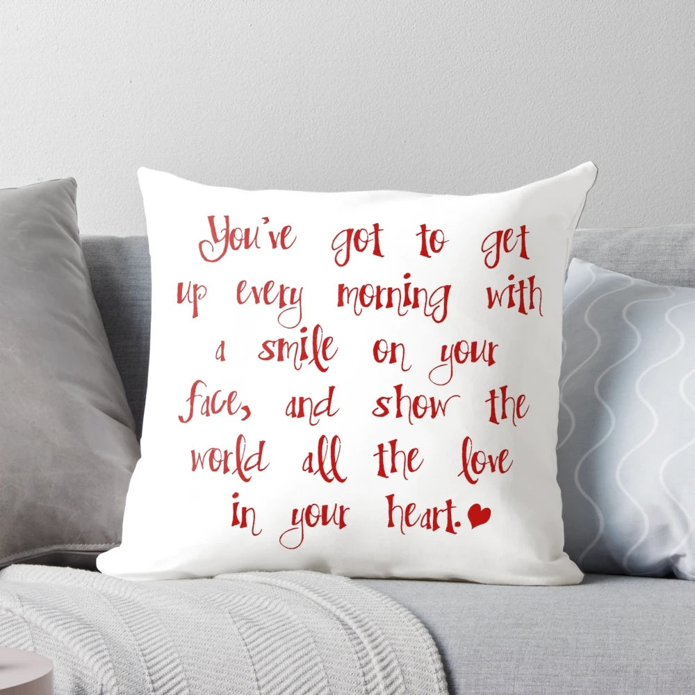 Decorative throw pillow featuring the lyrics to Carole King's "Beautiful" song from the Broadway musical.
