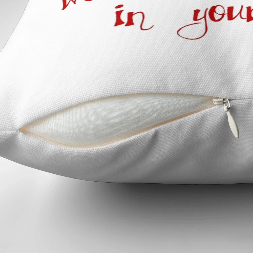 Decorative throw pillow featuring the lyrics to Carole King's "Beautiful" song from the Broadway musical.