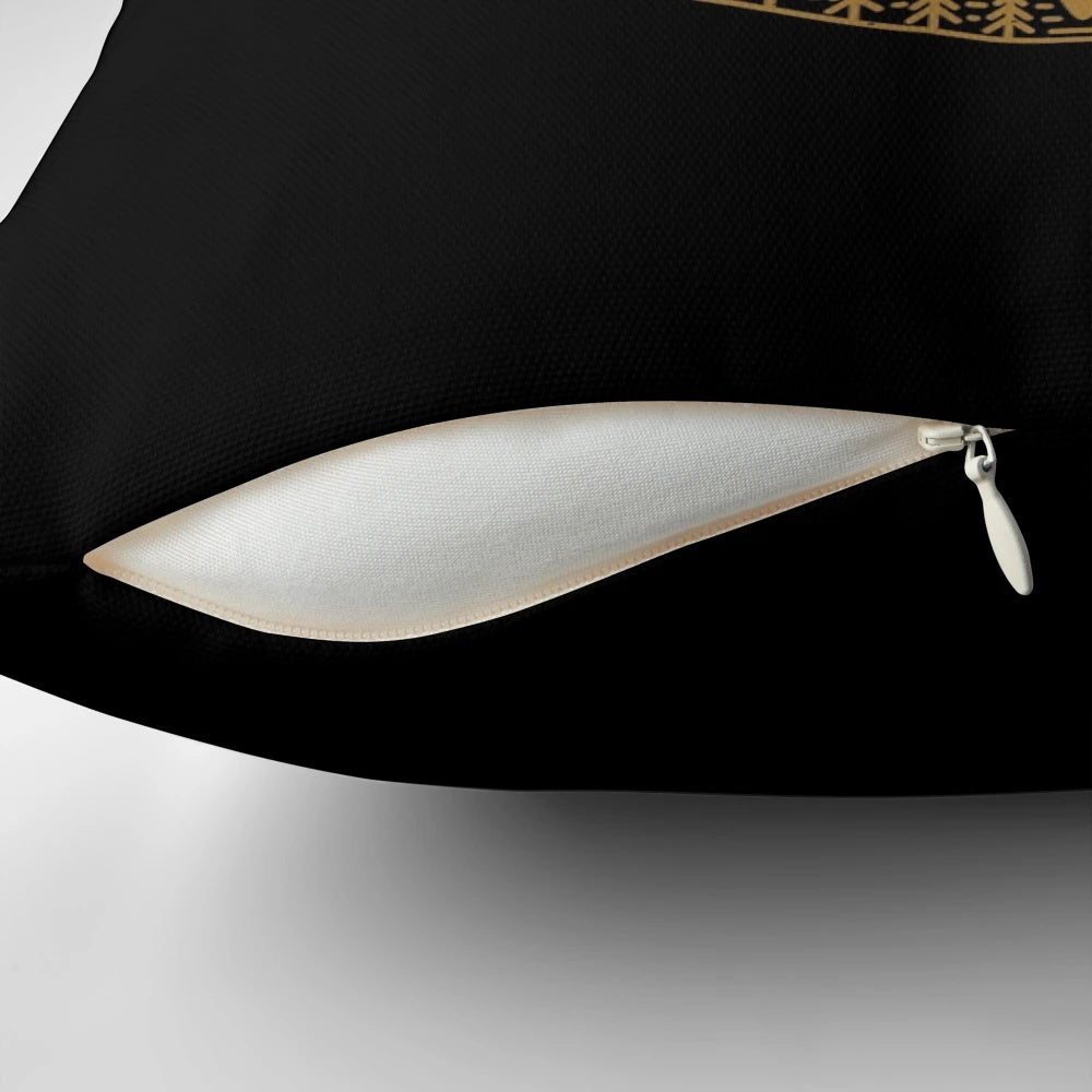 Carpe Noctem night owl pillow with a stylish monoline design and a crescent moon backdrop