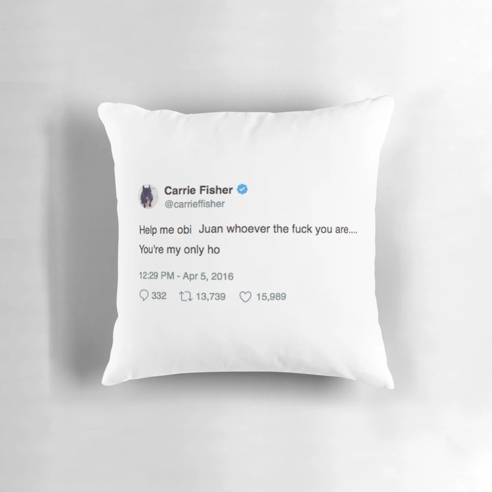 Carrie Fisher "Only Obi-Wan Kenobi" Funny Star Wars Pillow
