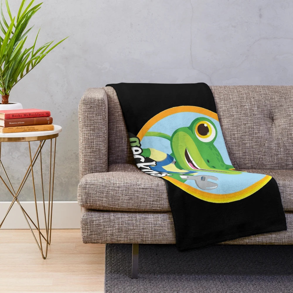 Kids plush blanket with cartoon cars and trucks design