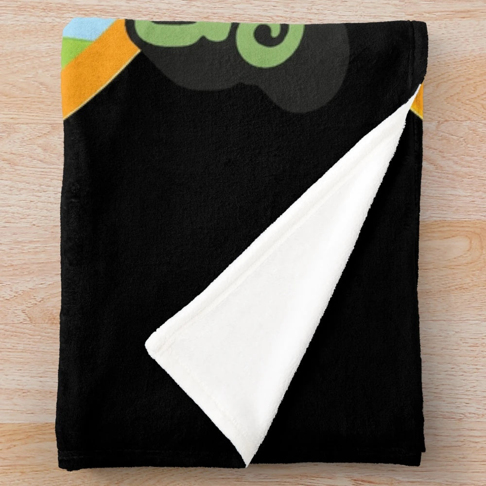 Kids plush blanket with cartoon cars and trucks design