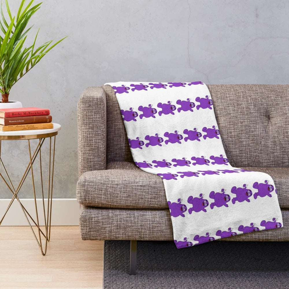 Grimace Plush Blanket - Cartoon Character Inspired Fast Food Bedding