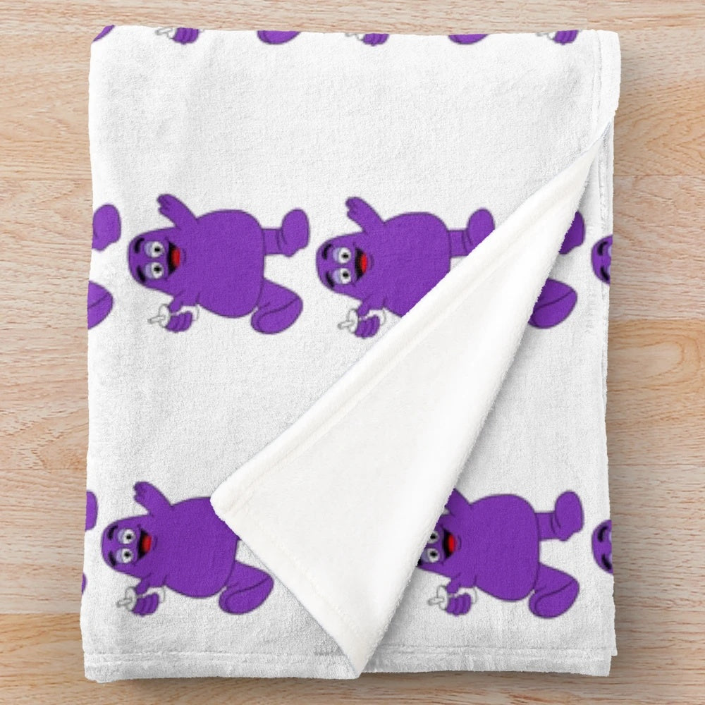Grimace Plush Blanket - Cartoon Character Inspired Fast Food Bedding