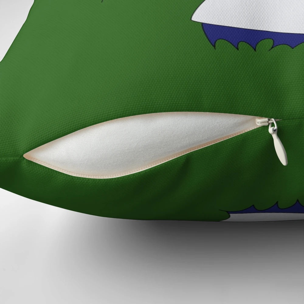 Illustration of Homer Simpson disappearing into a hedge, featured on a decorative throw pillow