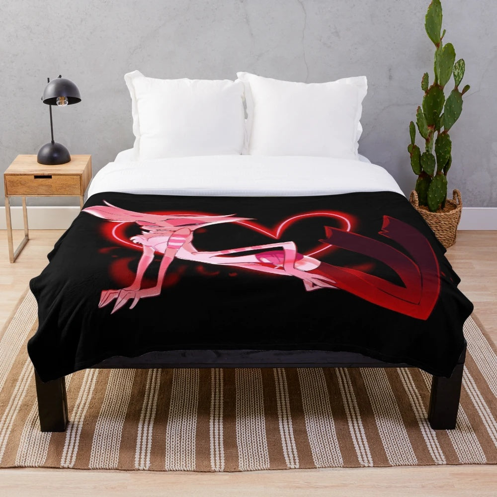 Plush blanket featuring a cartoon character from Hazbin Hotel