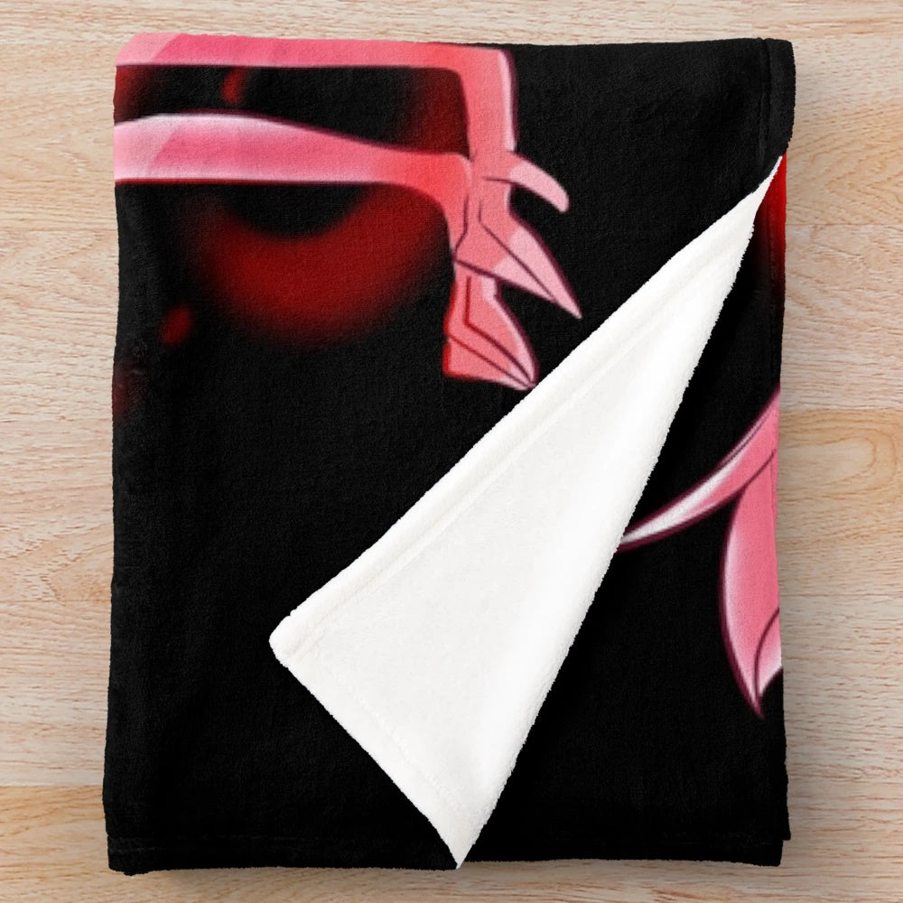 Plush blanket featuring a cartoon character from Hazbin Hotel