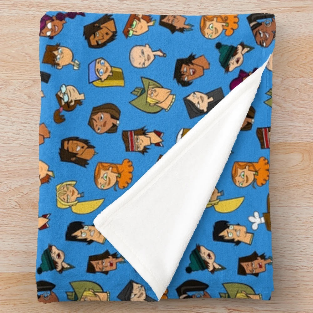 Total Drama inspired plush blanket featuring cartoon characters