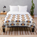 Cartoon construction worker illustration on a plush blanket