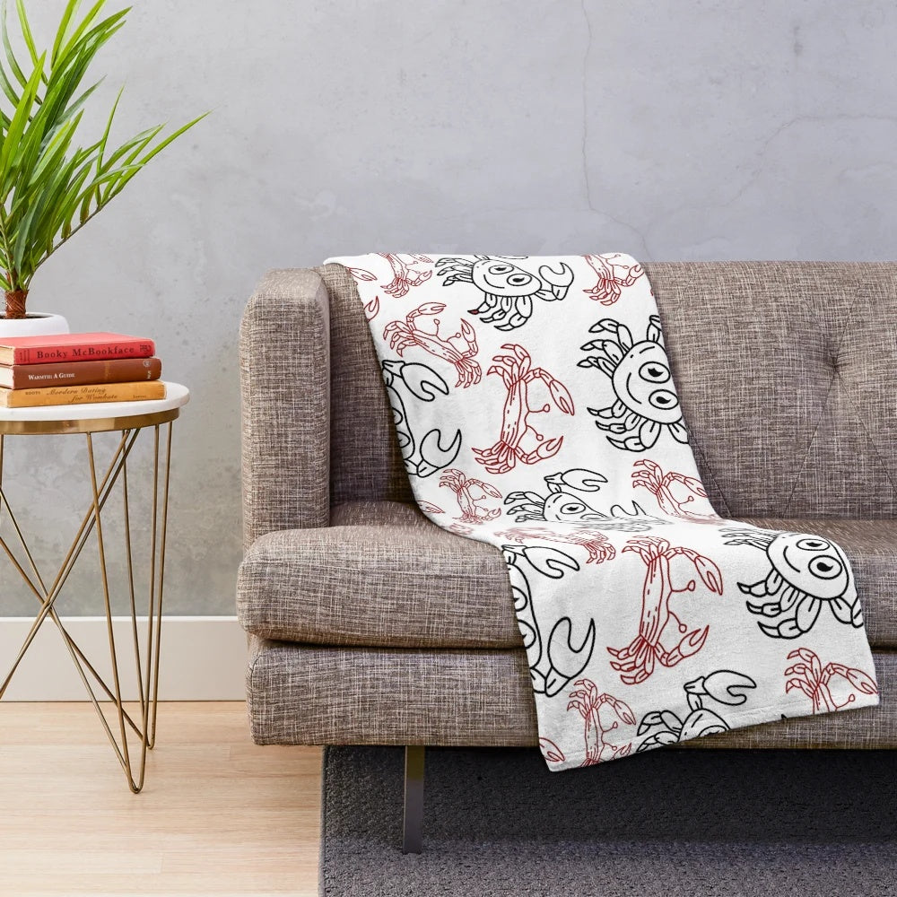 Cartoon crab pattern plush blanket for home decor