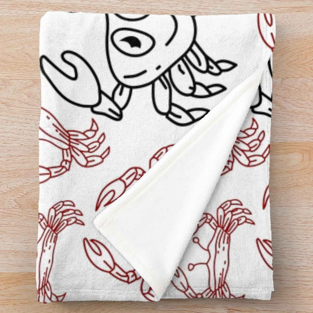 Cartoon crab pattern plush blanket for home decor