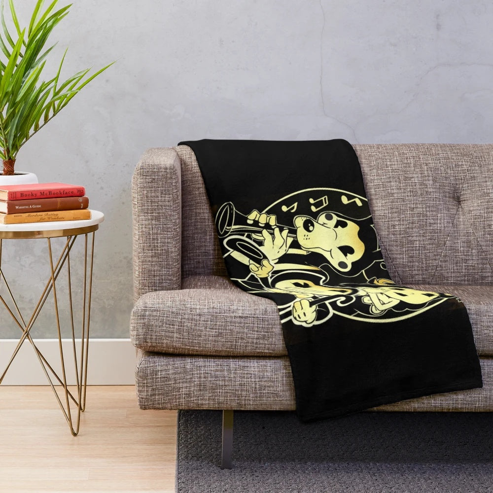 Cartoon-themed plush blanket featuring Bendy Boris and Alice characters