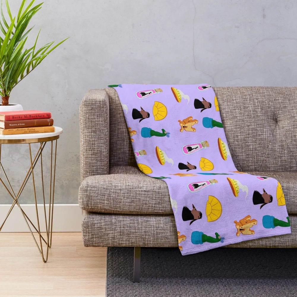 Emperor's New Groove inspired plush blanket featuring cartoon characters