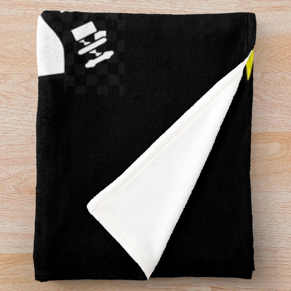 Cartoon inspired plush blanket featuring a music band