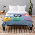 Adventure Time inspired plush blanket with Finn, Jake, and other characters
