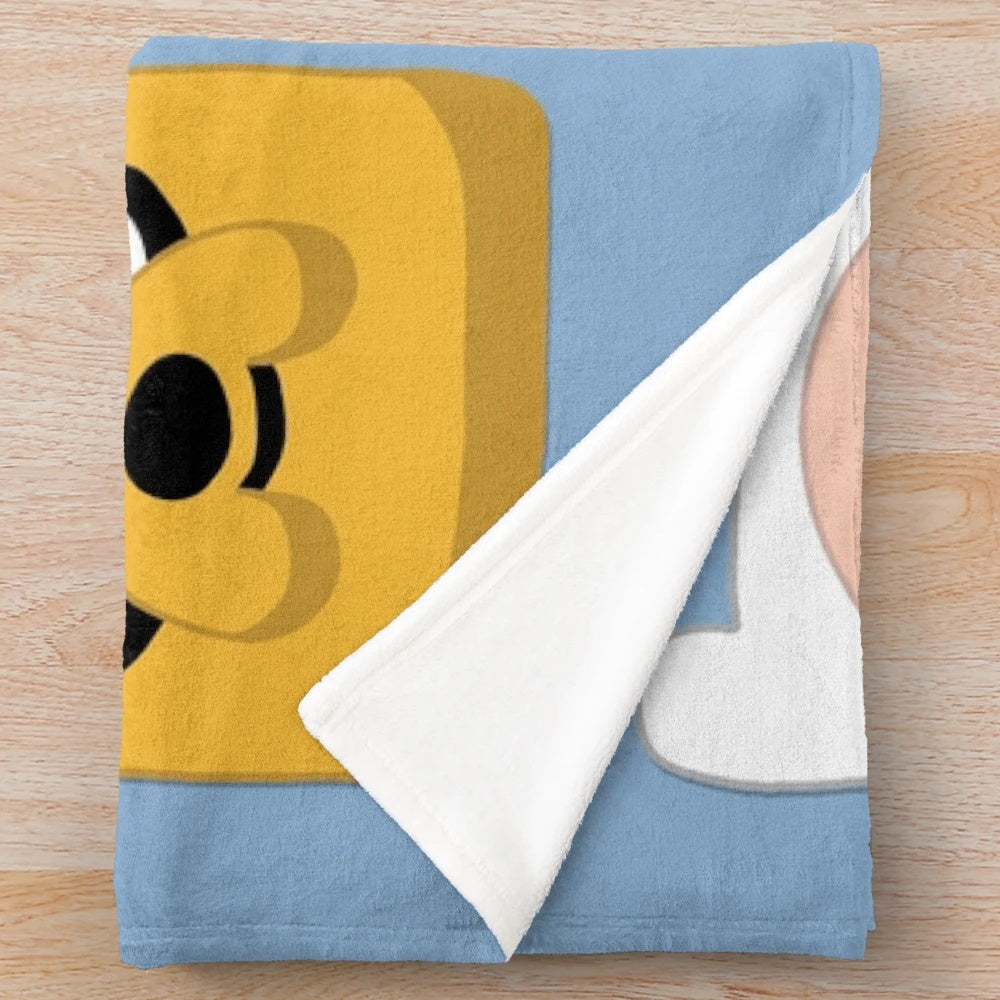 Adventure Time inspired plush blanket with Finn, Jake, and other characters