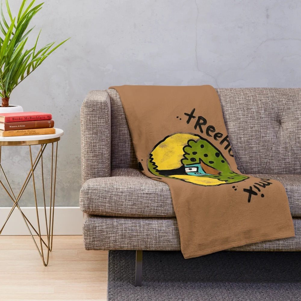 Colorful plush blanket featuring a cartoon underpants design and Treehouse Comix Inc. logo