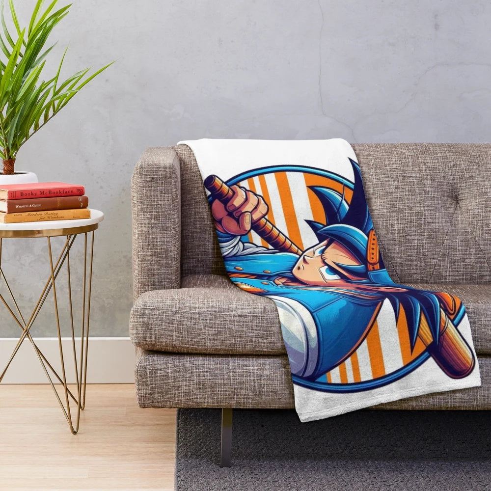 Cartoon-inspired plush blanket featuring a pop culture parody design