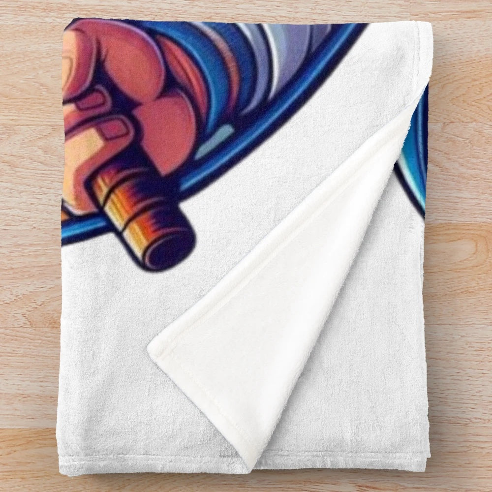 Cartoon-inspired plush blanket featuring a pop culture parody design