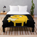 Cartoon inspired plush blanket featuring Jake the Dog from Adventure Time