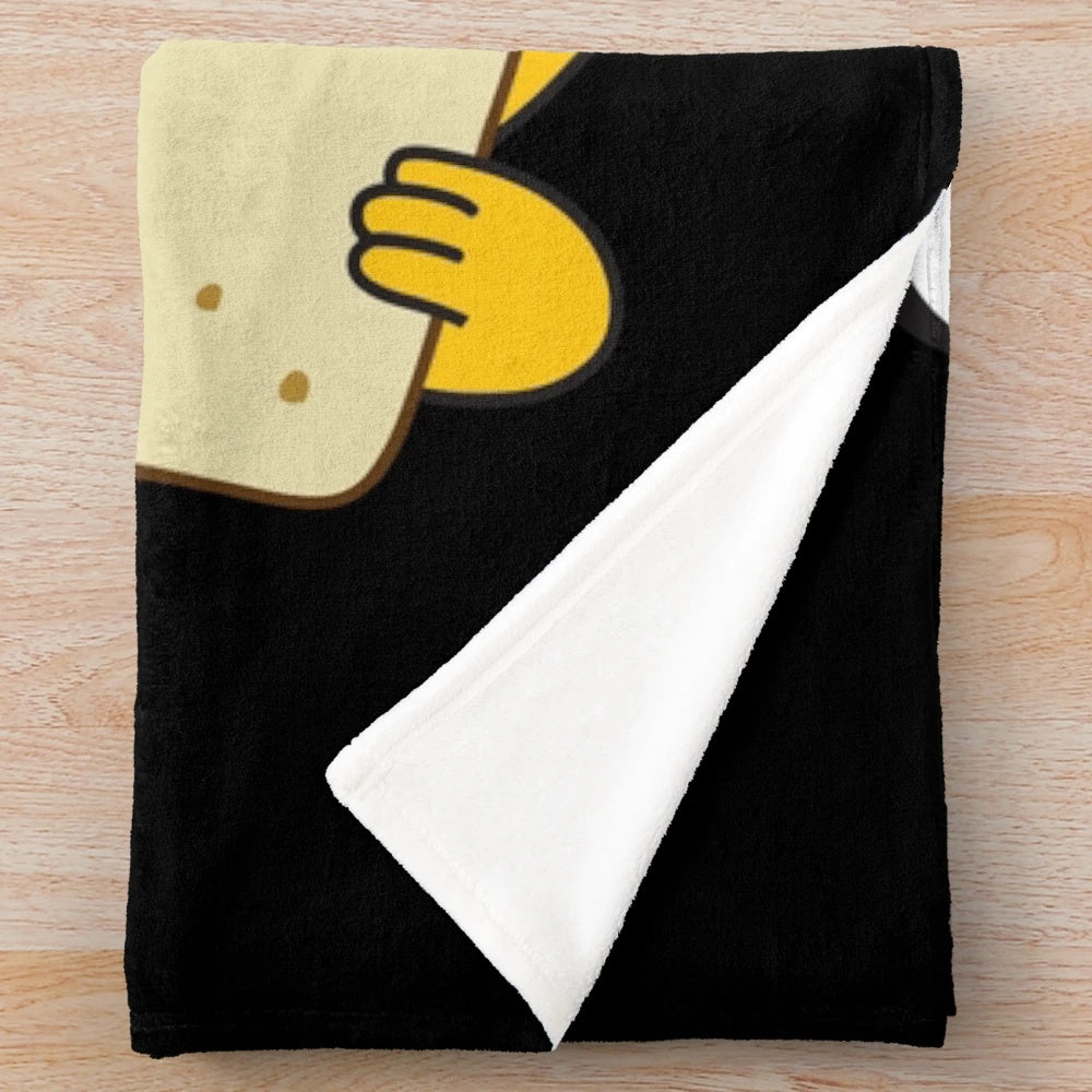 Cartoon inspired plush blanket featuring Jake the Dog from Adventure Time