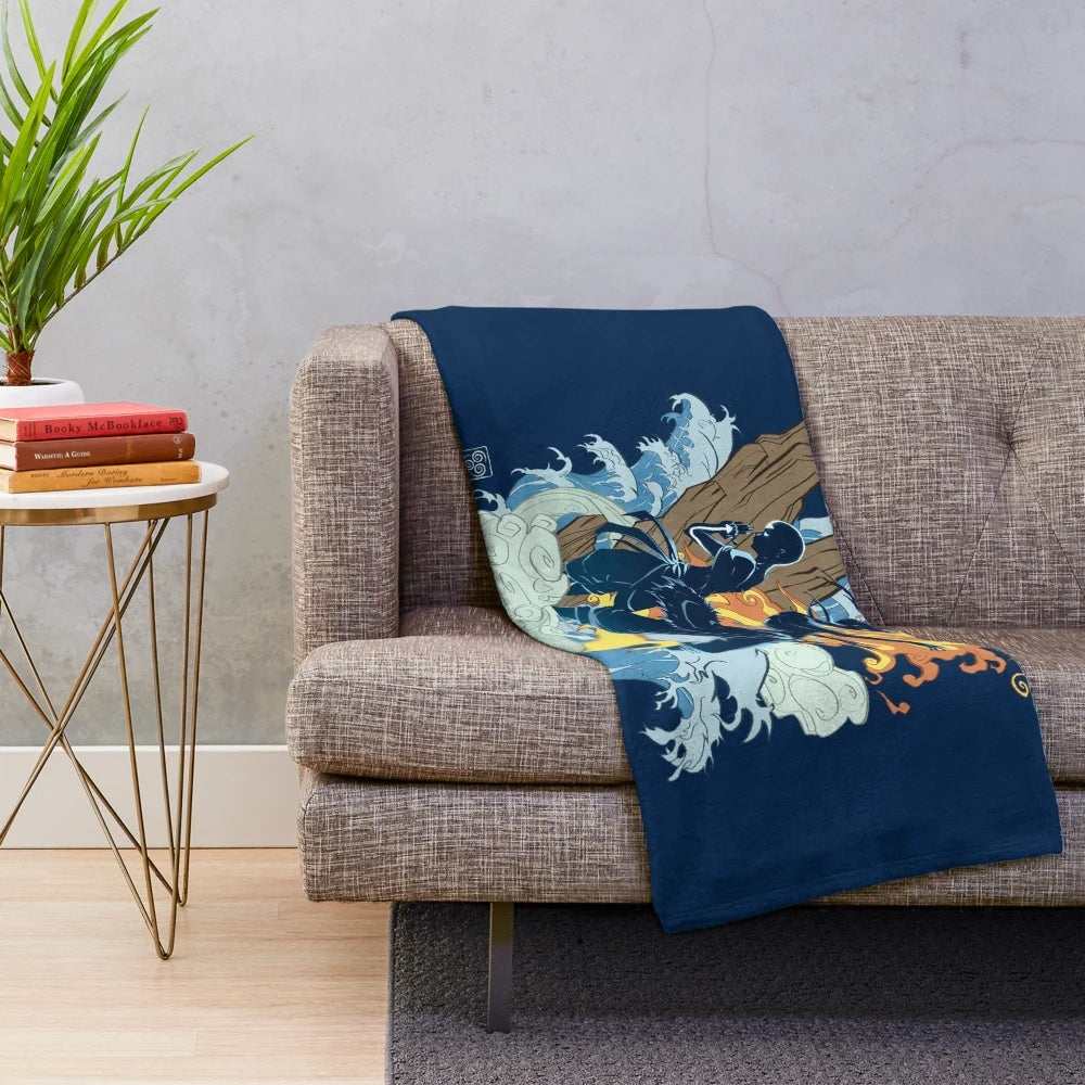 Two avatars from the Avatar universe printed on a plush blanket