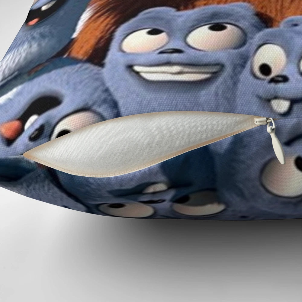 Colorful pillow featuring characters from the popular cartoon Grizzy and the Lemmings