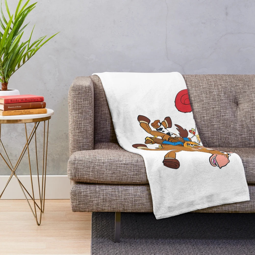 Cartoon plush blanket featuring characters from popular kids movies