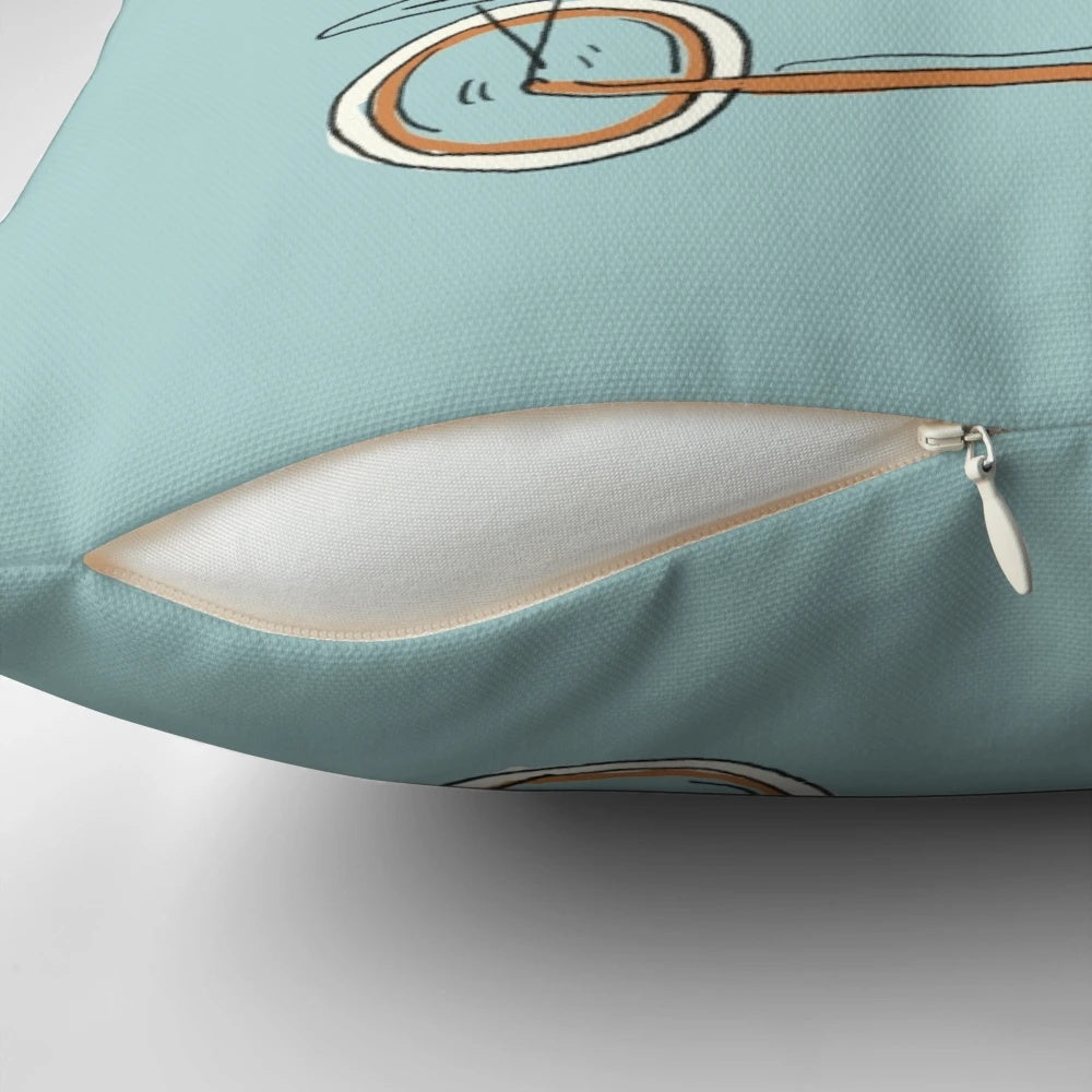 Colorful cartoon scooter pillow with rabbit/bunny design, perfect for kids' bedrooms and Easter decorating.