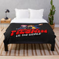 Colorful and cartoonish Scott Pilgrim plush blanket