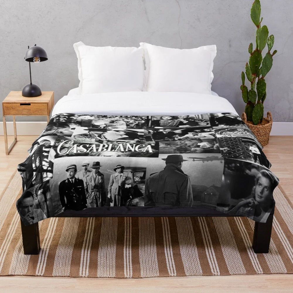 Casablanca plush blanket with classic movie design