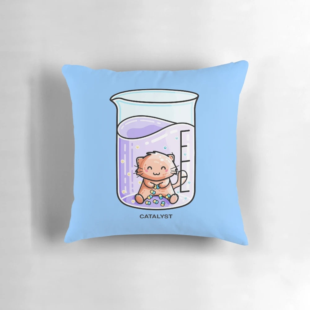 Catalyst Chemistry Cat Pun Decorative Pillow for Chemists and Science Enthusiasts
