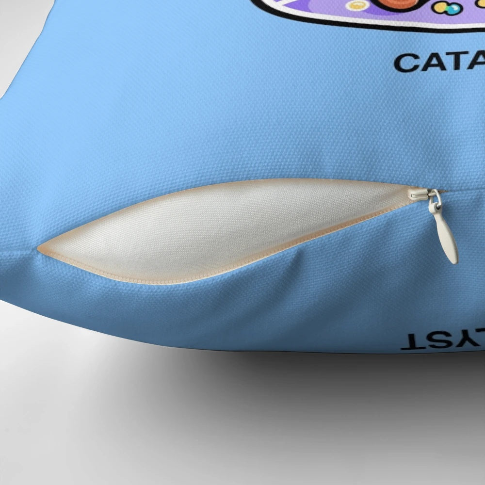 Catalyst Chemistry Cat Pun Decorative Pillow for Chemists and Science Enthusiasts