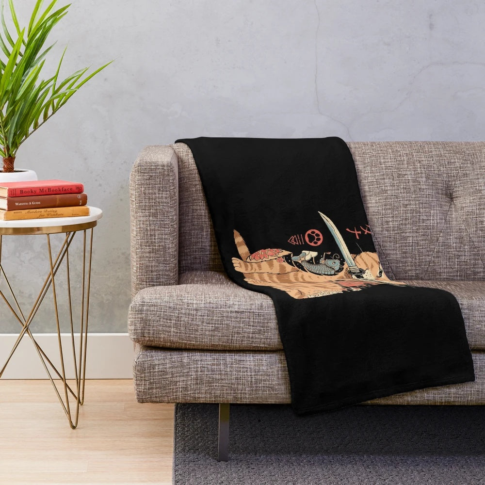 Catana-inspired plush blanket featuring Japanese art and design