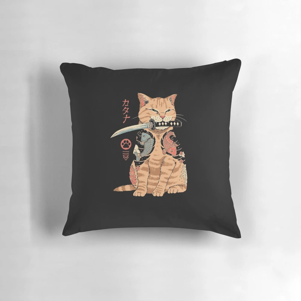 Catana Redefined Pillow featuring Japanese-inspired artwork by Vincent Trinidad