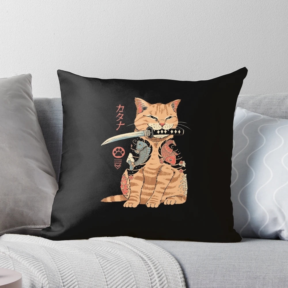 Catana Redefined Pillow featuring Japanese-inspired artwork by Vincent Trinidad