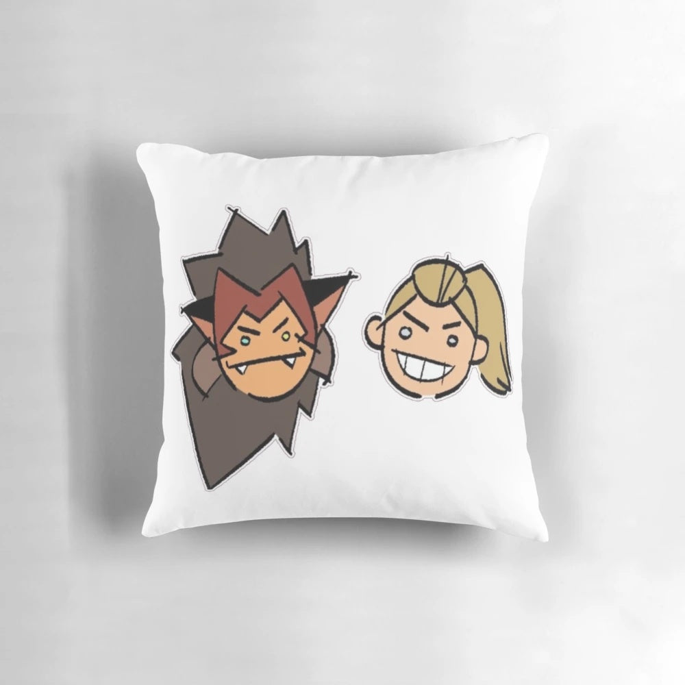 Colorful pillow featuring the iconic characters Catra and Adora from the She-Ra animated series