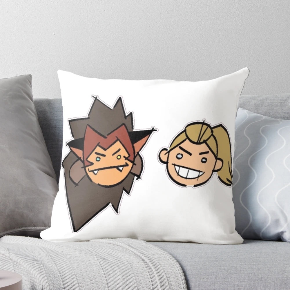 Colorful pillow featuring the iconic characters Catra and Adora from the She-Ra animated series