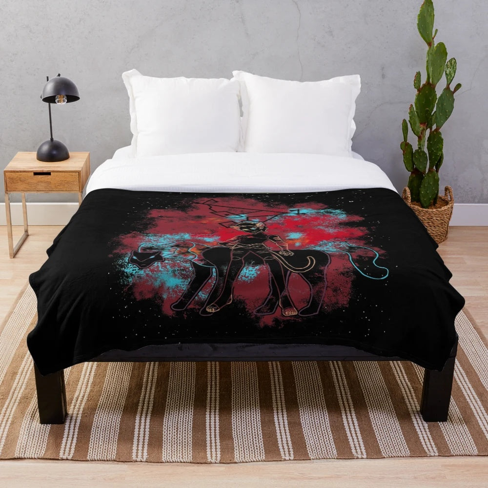 Catra and Melog inspired plush blanket featuring characters from She-Ra: Princesses of Power