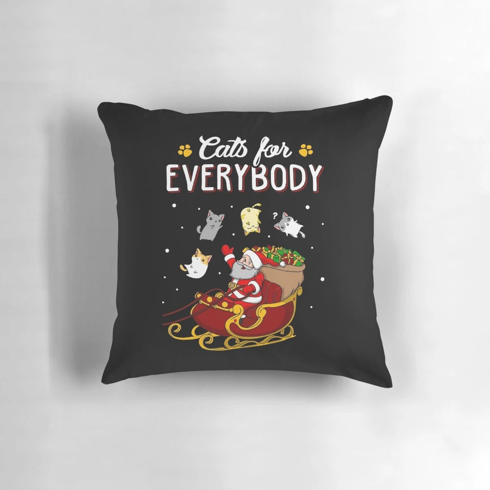 A cozy cat-themed pillow with a funny ugly Christmas sweater design, perfect for cat lovers.
