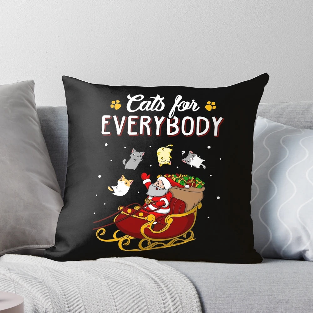 A cozy cat-themed pillow with a funny ugly Christmas sweater design, perfect for cat lovers.