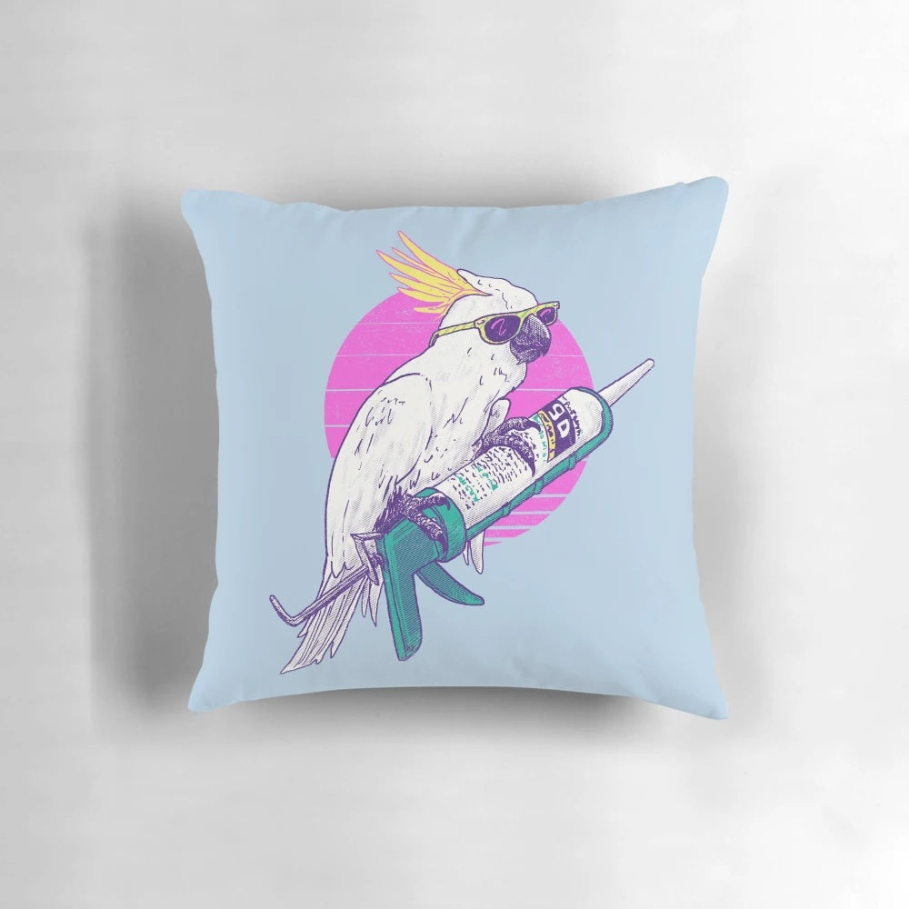Caulkatoo Cockatoo Tropical Bird Throw Pillow