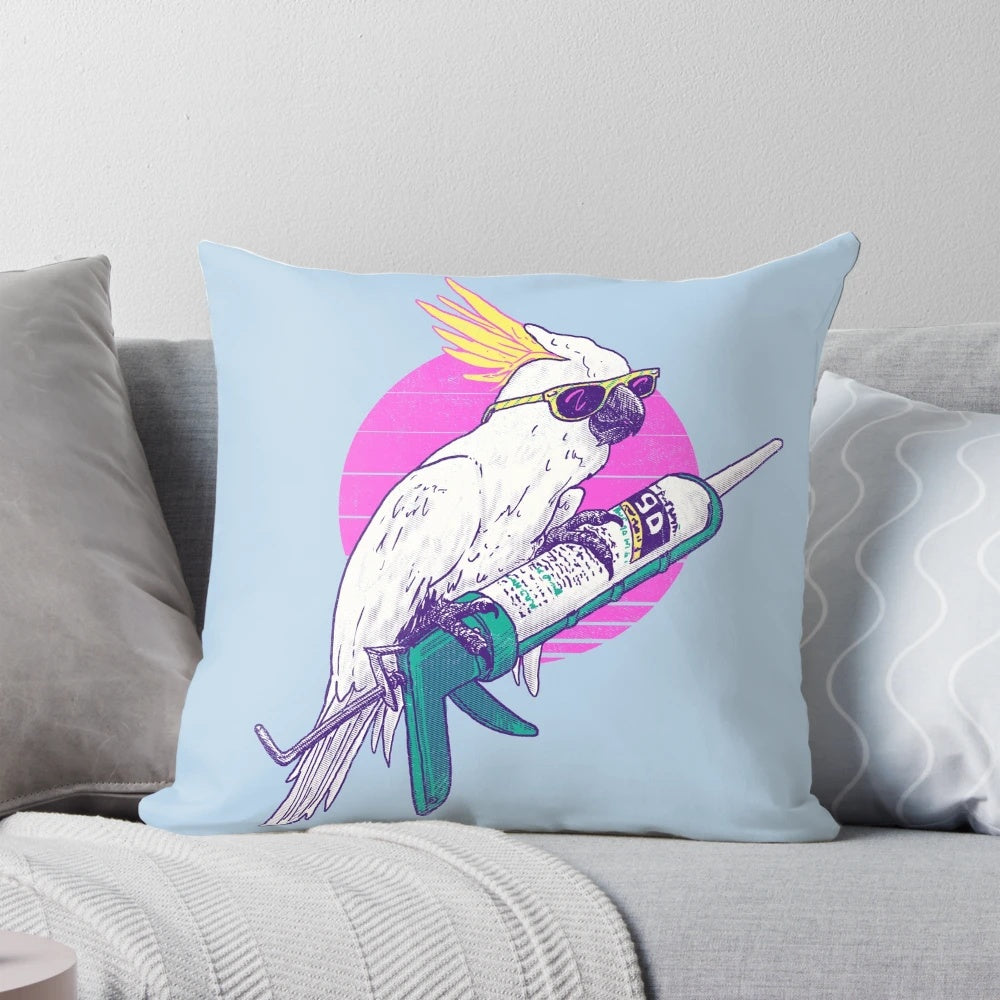Caulkatoo Cockatoo Tropical Bird Throw Pillow